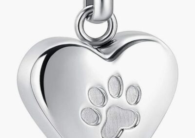 Silver colored paw print keepsake necklace